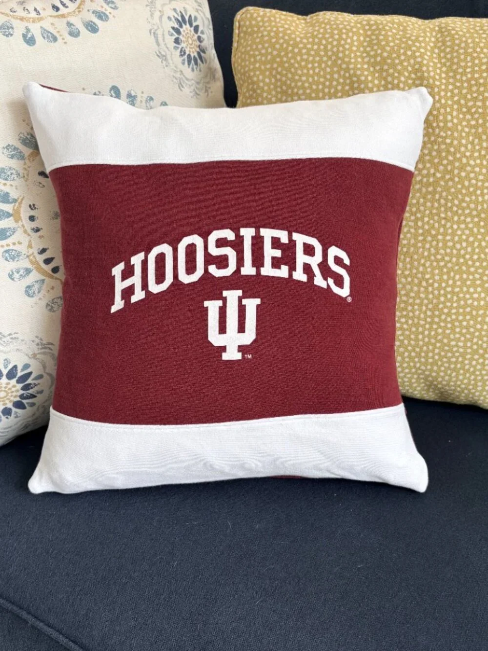 Indiana University Hoosiers reworked sweatshirt throw pillow cover dorm decor